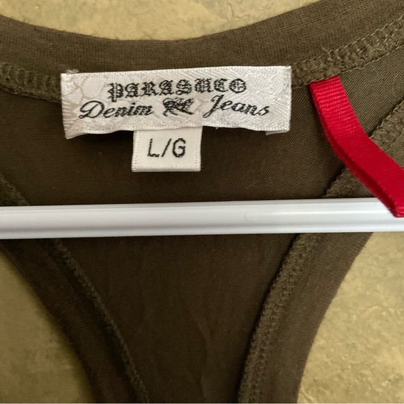 Vintage Y2K Parasuco Army Green Racerback Tank Top - Picture 2 of 5